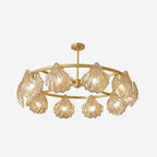 Kristy Modern Annular Metal And Glass Pendant Light, Black/Gold