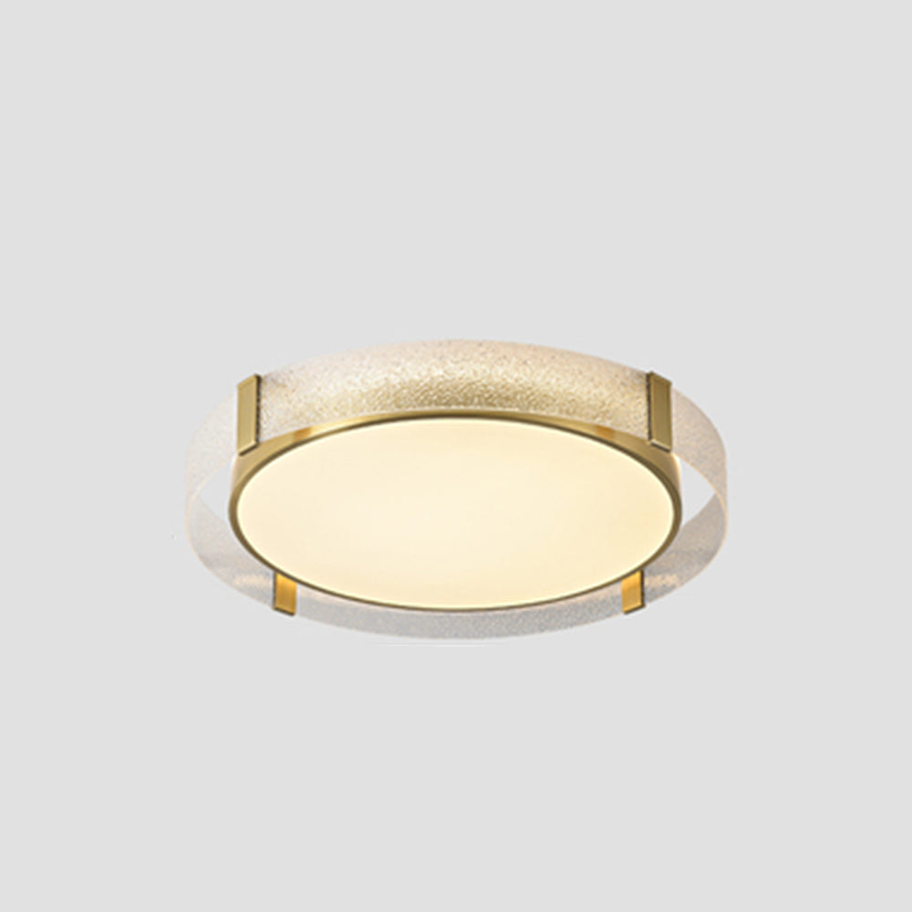 Arisha Modern Round Metal/Glass Flush Mount Ceiling Light, Gold