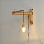 Muto Vintage Dome Ceramic/Wood Wall Lamp, Walnut/Wood/Clear