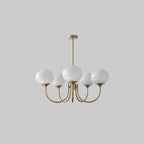 Valentina Retro Art Deco Globe Chandelier, White/Pink/Beige