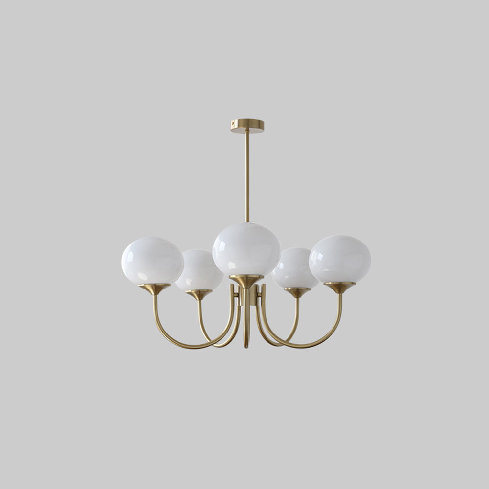 Valentina Retro Art Deco Globe Chandelier, White/Pink/Beige