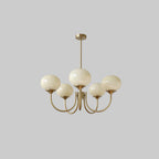 Valentina Retro Art Deco Globe Chandelier, White/Pink/Beige