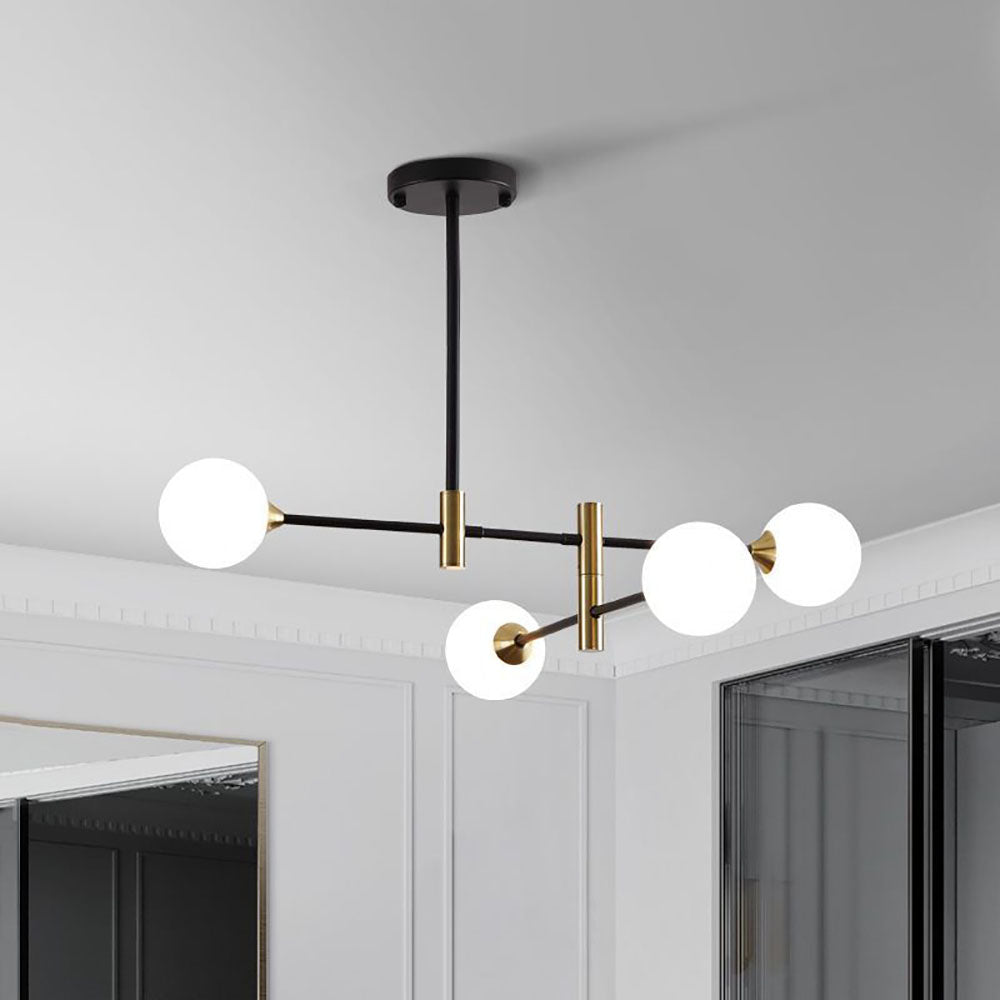 Valentina Nordic Spherical Bubble Metal/Glass Chandelier, Black/Gold