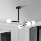 Valentina Nordic Spherical Bubble Metal/Glass Chandelier, Black/Gold