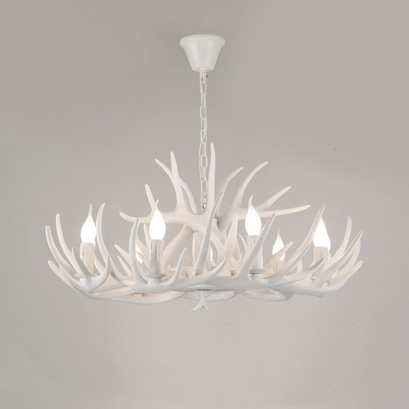 Silva Retro Deer Antlers Candle light Horn Resin Chandelier