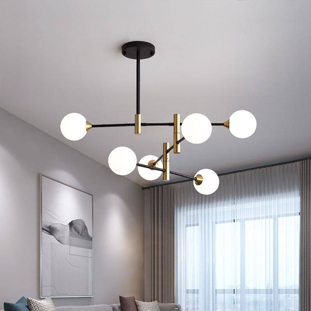 Valentina Nordic Spherical Bubble Metal/Glass Chandelier, Black/Gold