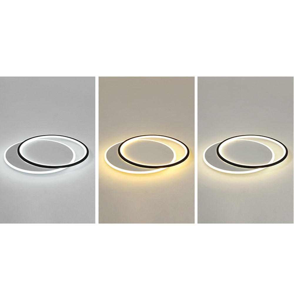 Arisha Modern Square/ Round Flush Mount Ceiling Light, Black with White