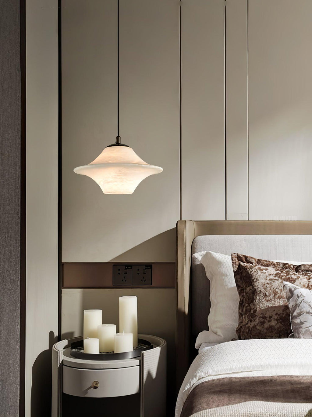 Elvina Pendant Light Modern in Alabaster - Kingsley Beaumont