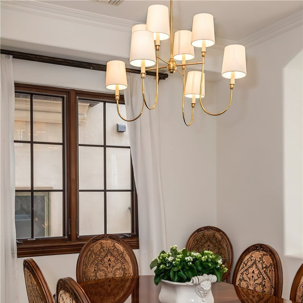 Lustra Chandelier Vendome Brass White Shade