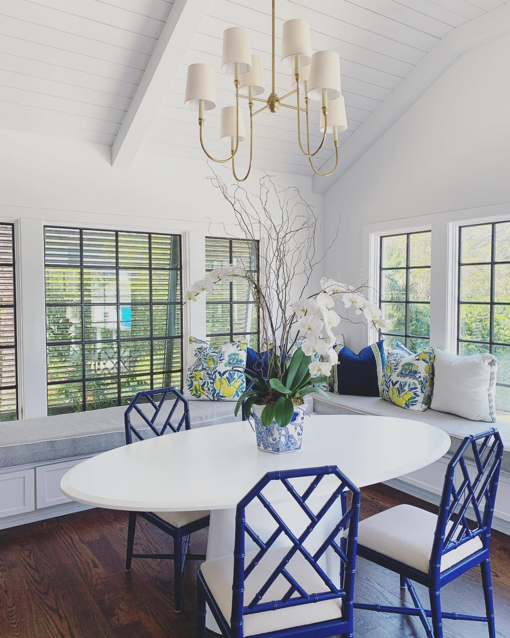 Lustra Chandelier Vendome Brass White Shade