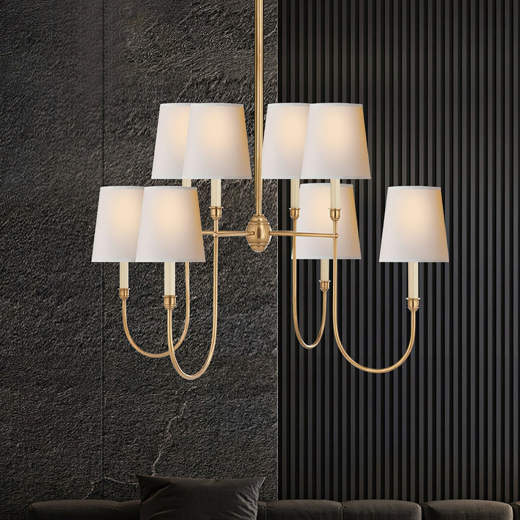 Lustra Chandelier Vendome Brass White Shade