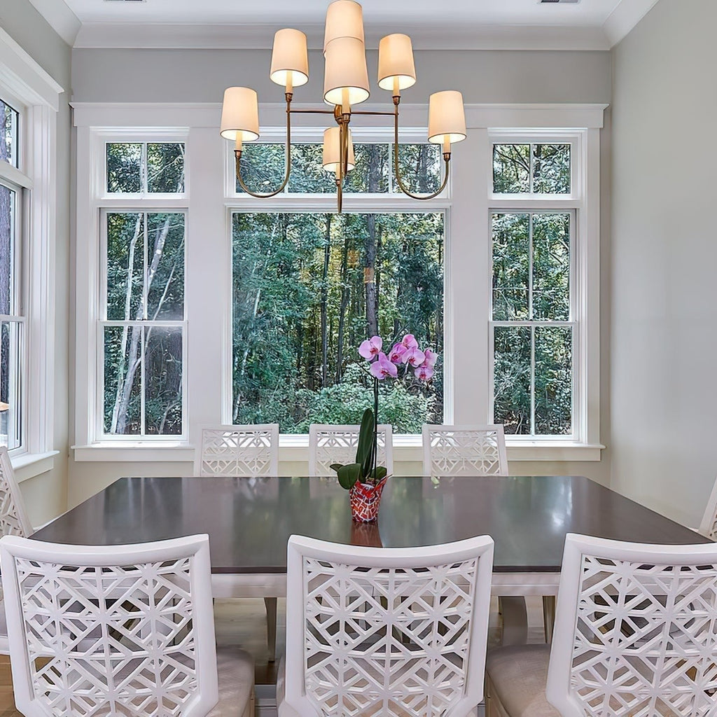 Lustra Chandelier Vendome Brass White Shade