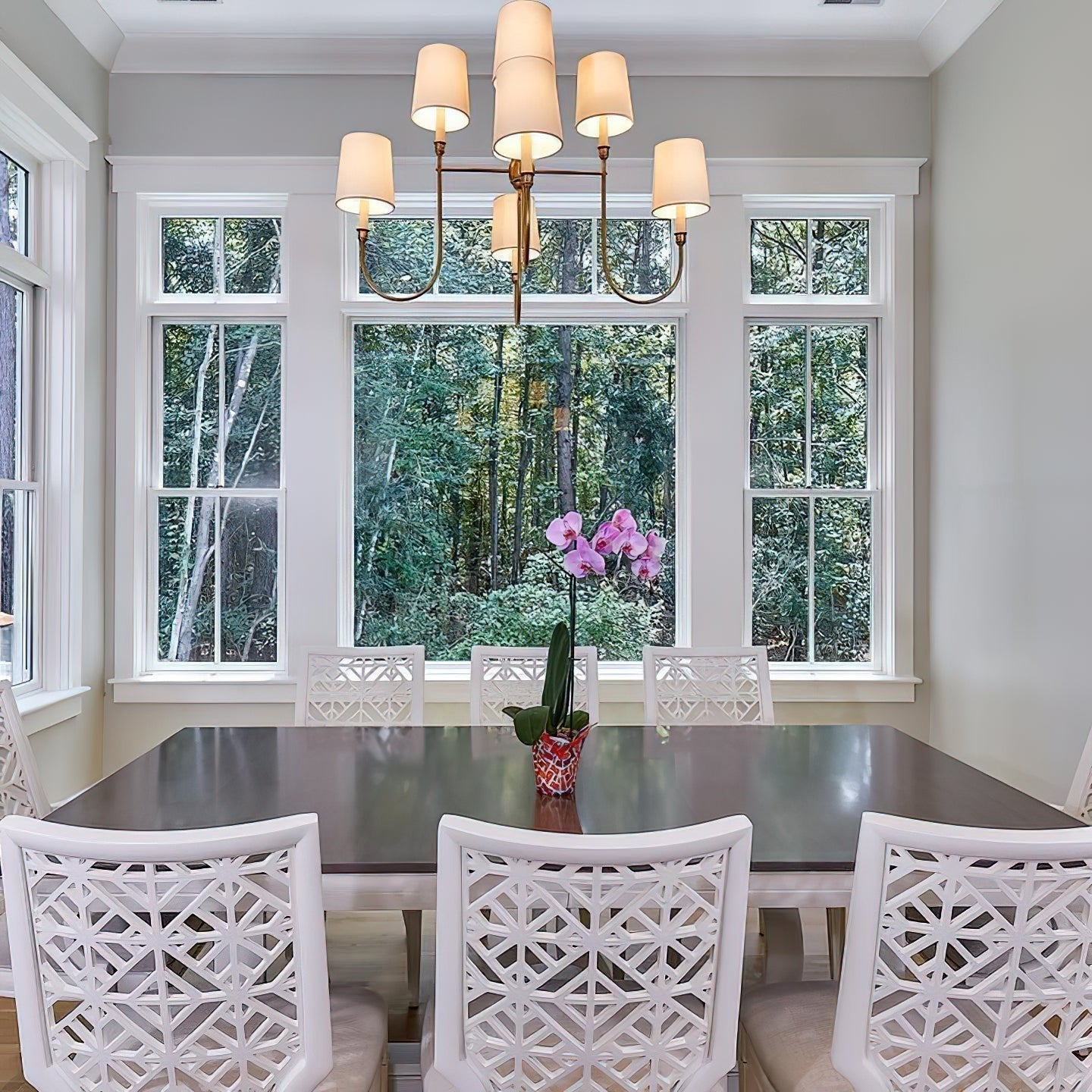 Lustra Chandelier Vendome Brass White Shade
