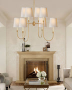 Lustra Chandelier Vendome Brass White Shade