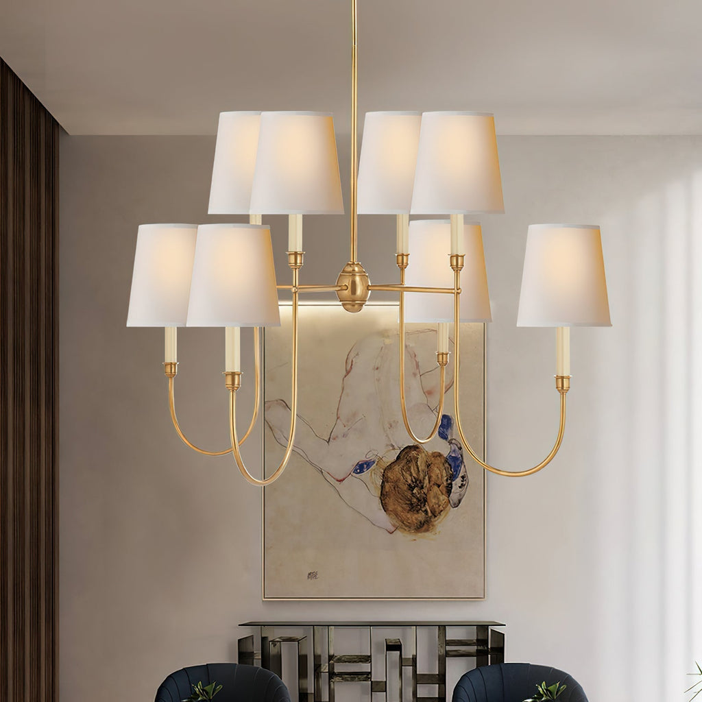 Lustra Chandelier Vendome Brass White Shade