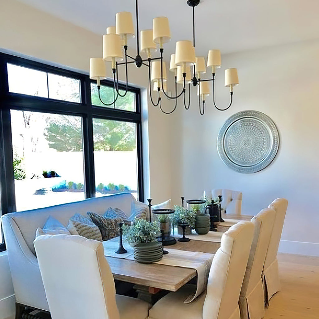 Lustra Chandelier Vendome Brass White Shade