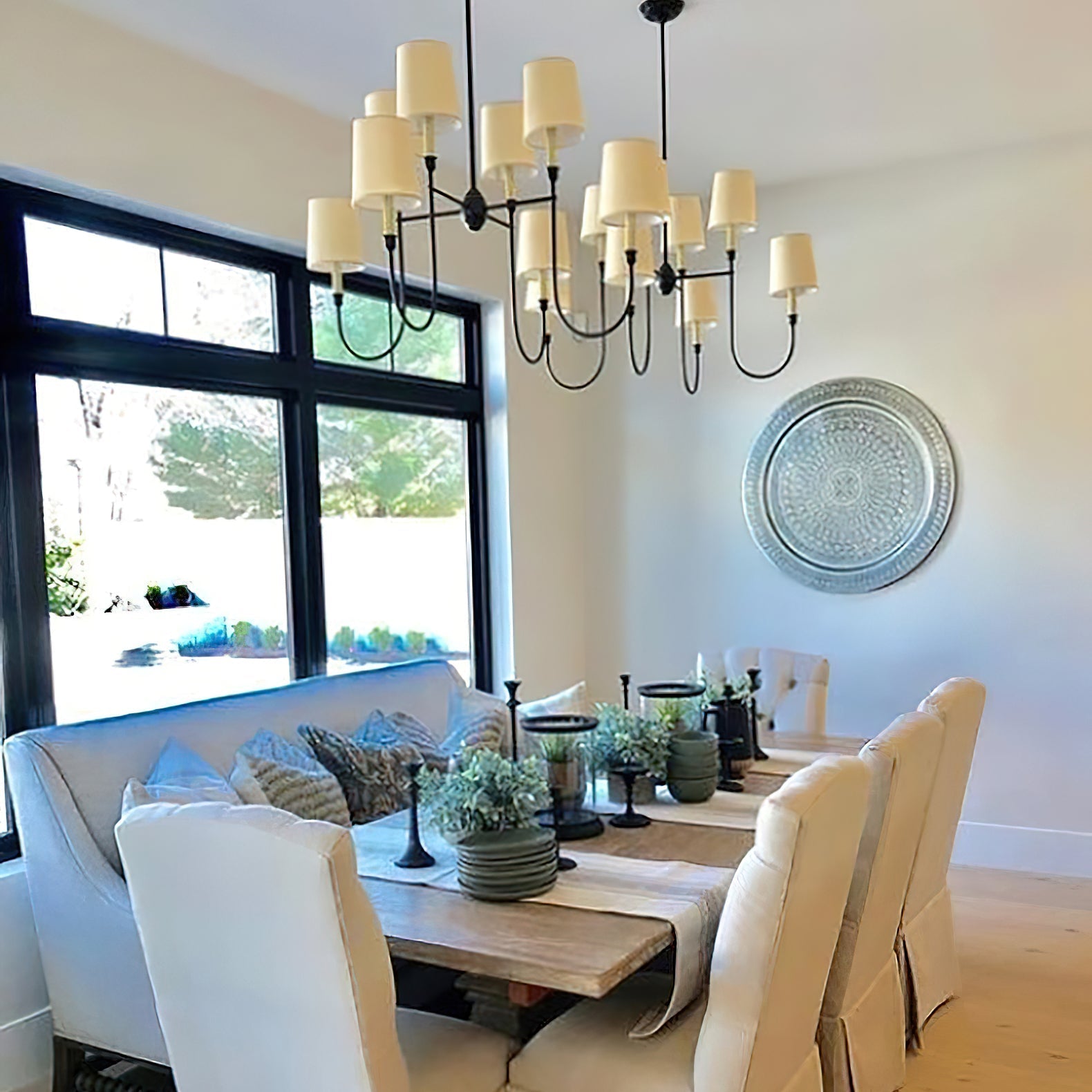 Lustra Chandelier Vendome Brass White Shade