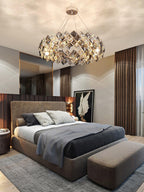 Lustra Chandelier Scale Crystal Round with Gold LED