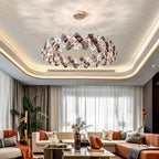 Lustra Chandelier Scale Crystal Round with Gold LED