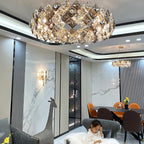Lustra Chandelier Scale Crystal Round with Gold LED
