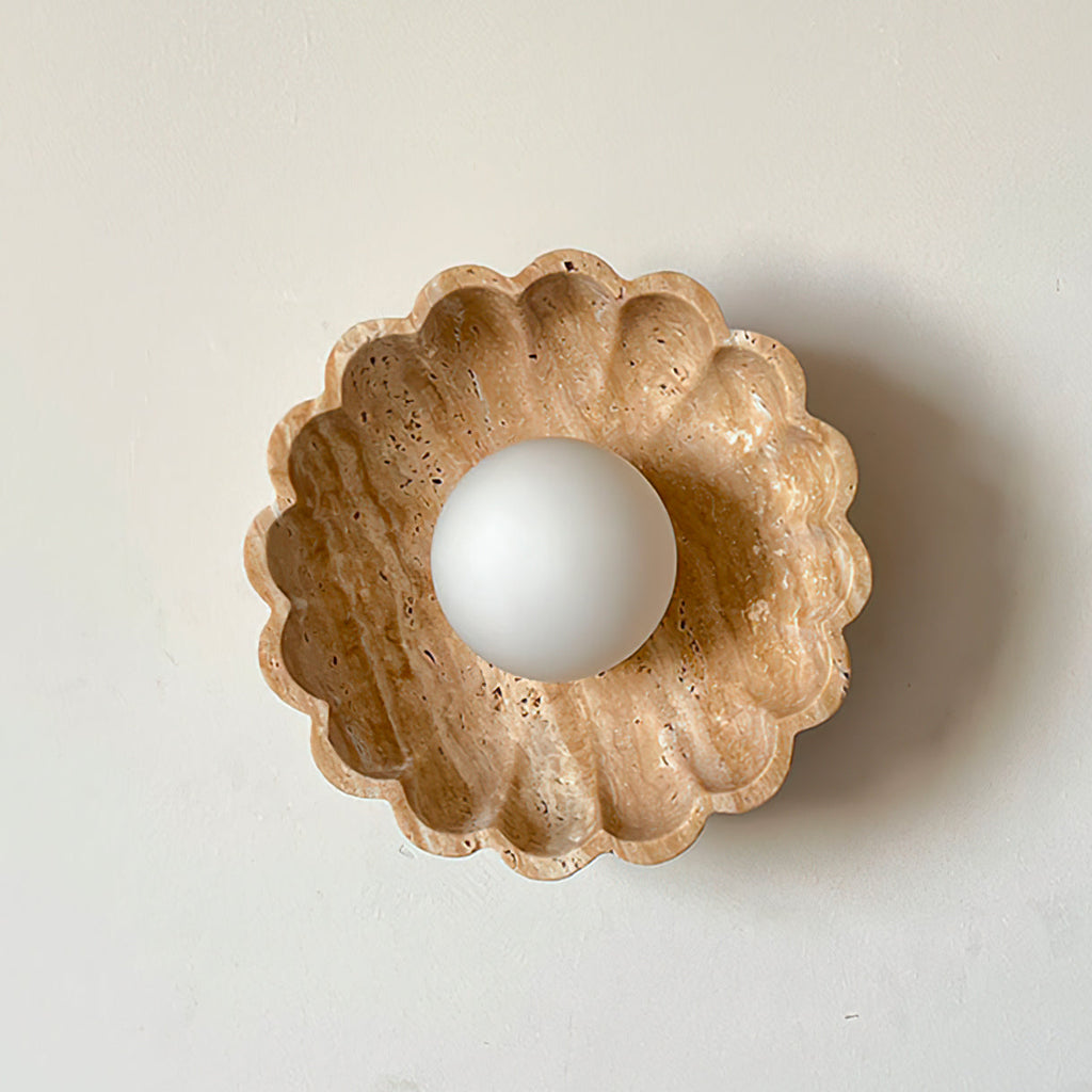 Ritta Wall Lamp Scalloped Travertine Shell