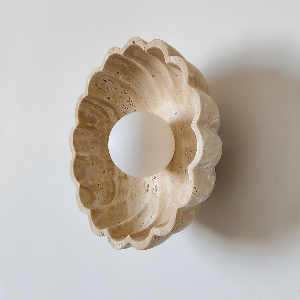 Ritta Wall Lamp Scalloped Travertine Shell