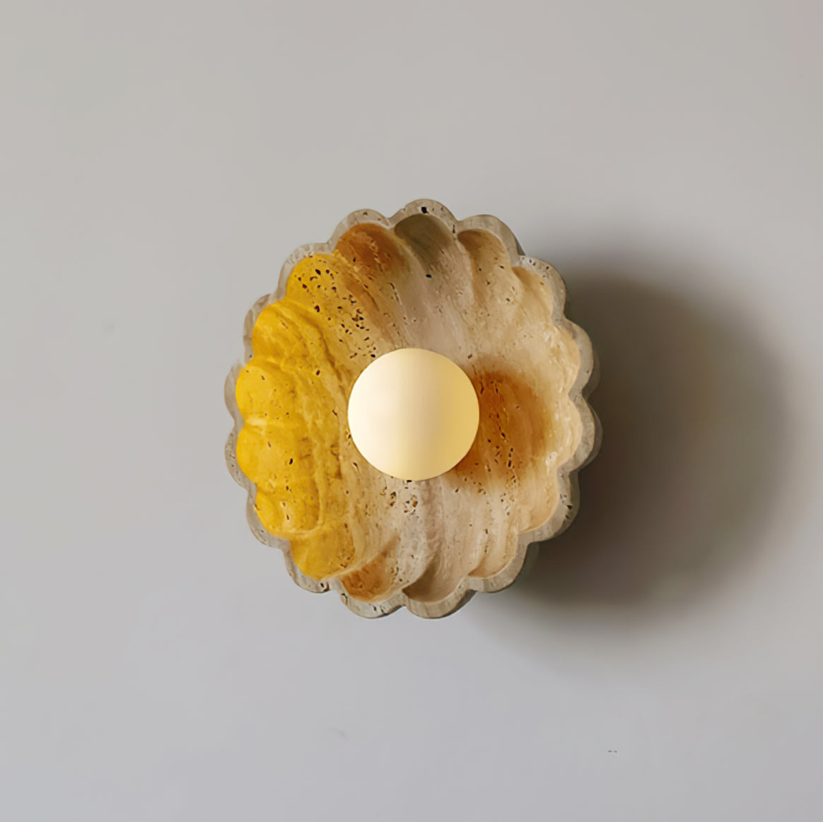 Ritta Wall Lamp Scalloped Travertine Shell