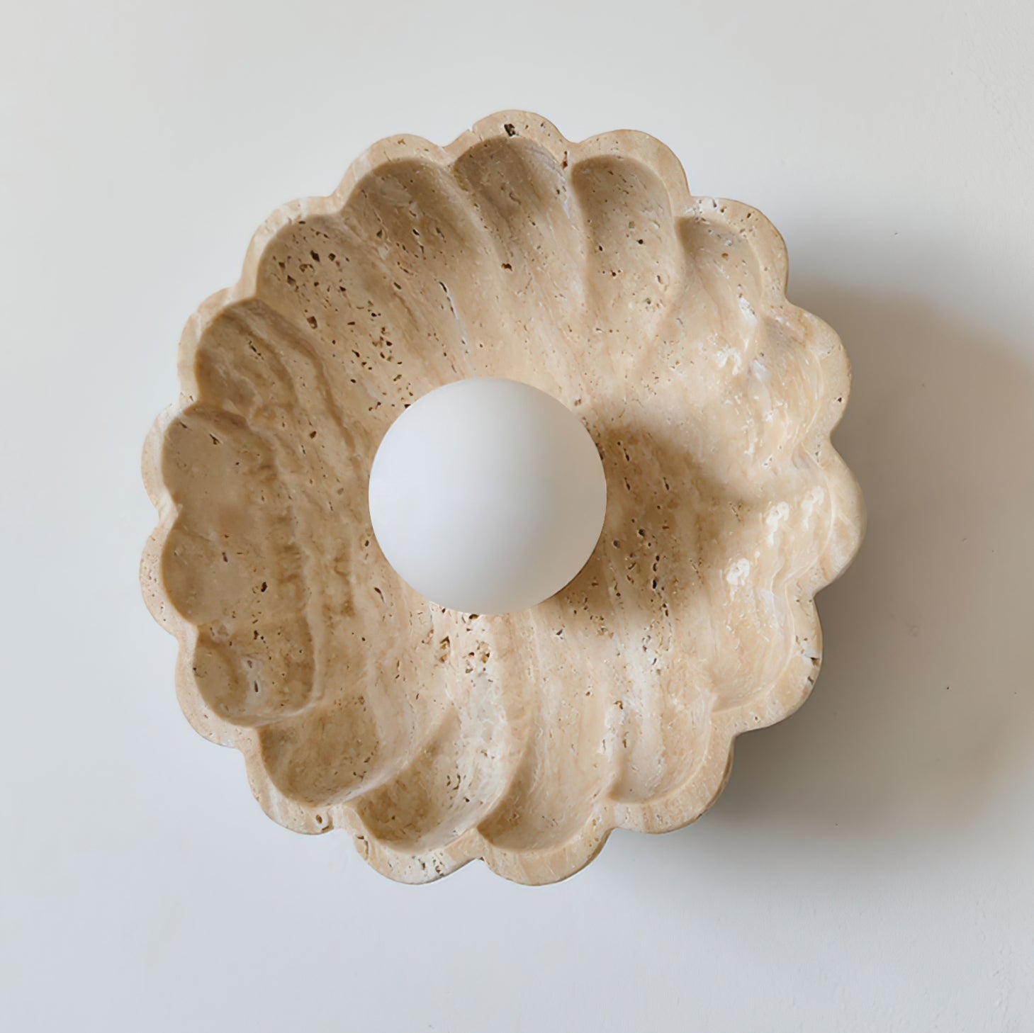 Ritta Wall Lamp Scalloped Travertine Shell
