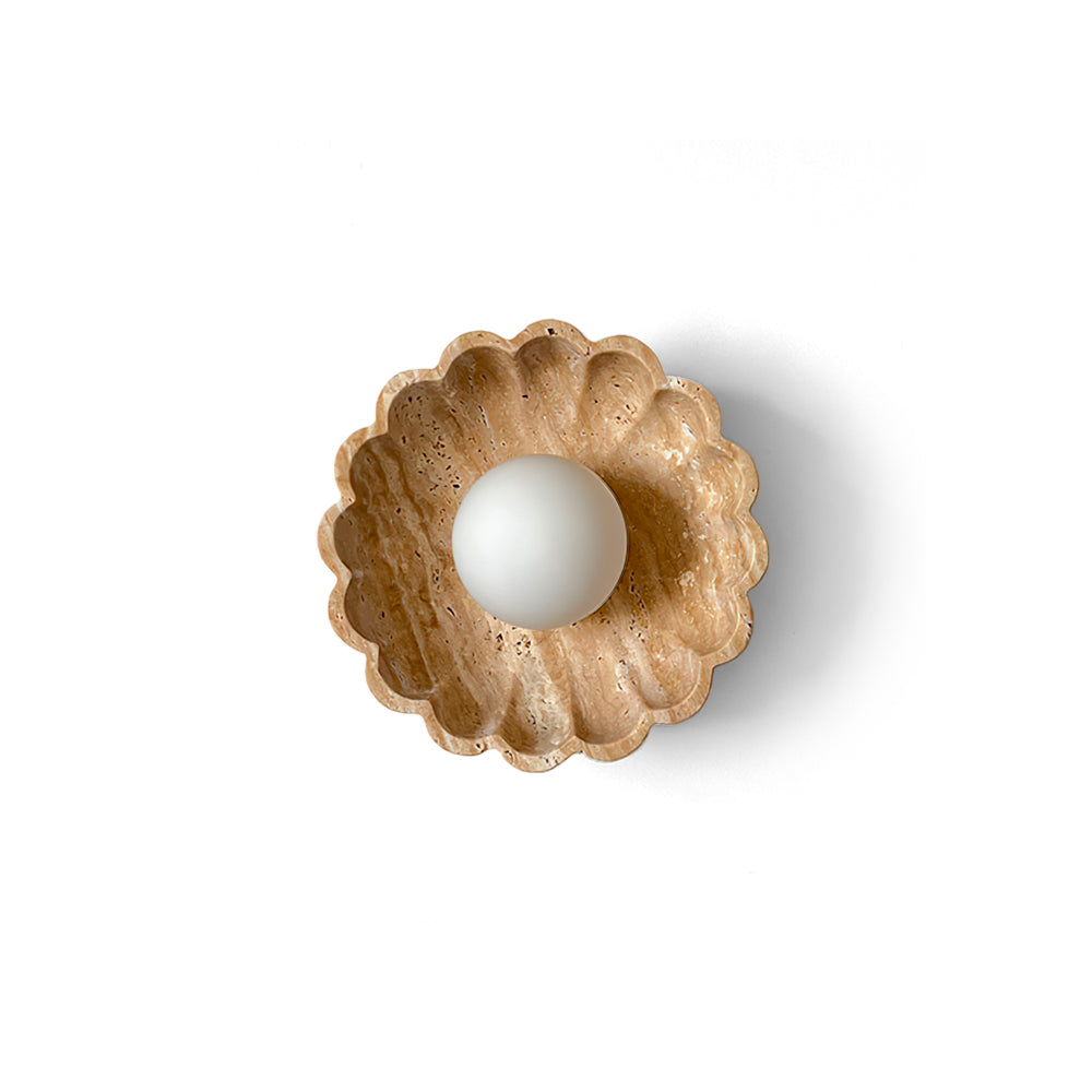 Ritta Wall Lamp Scalloped Travertine Shell