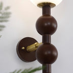Wall Lamp Gourd in Metal Wood and Glass Modern Style