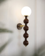 Wall Lamp Gourd in Metal Wood and Glass Modern Style