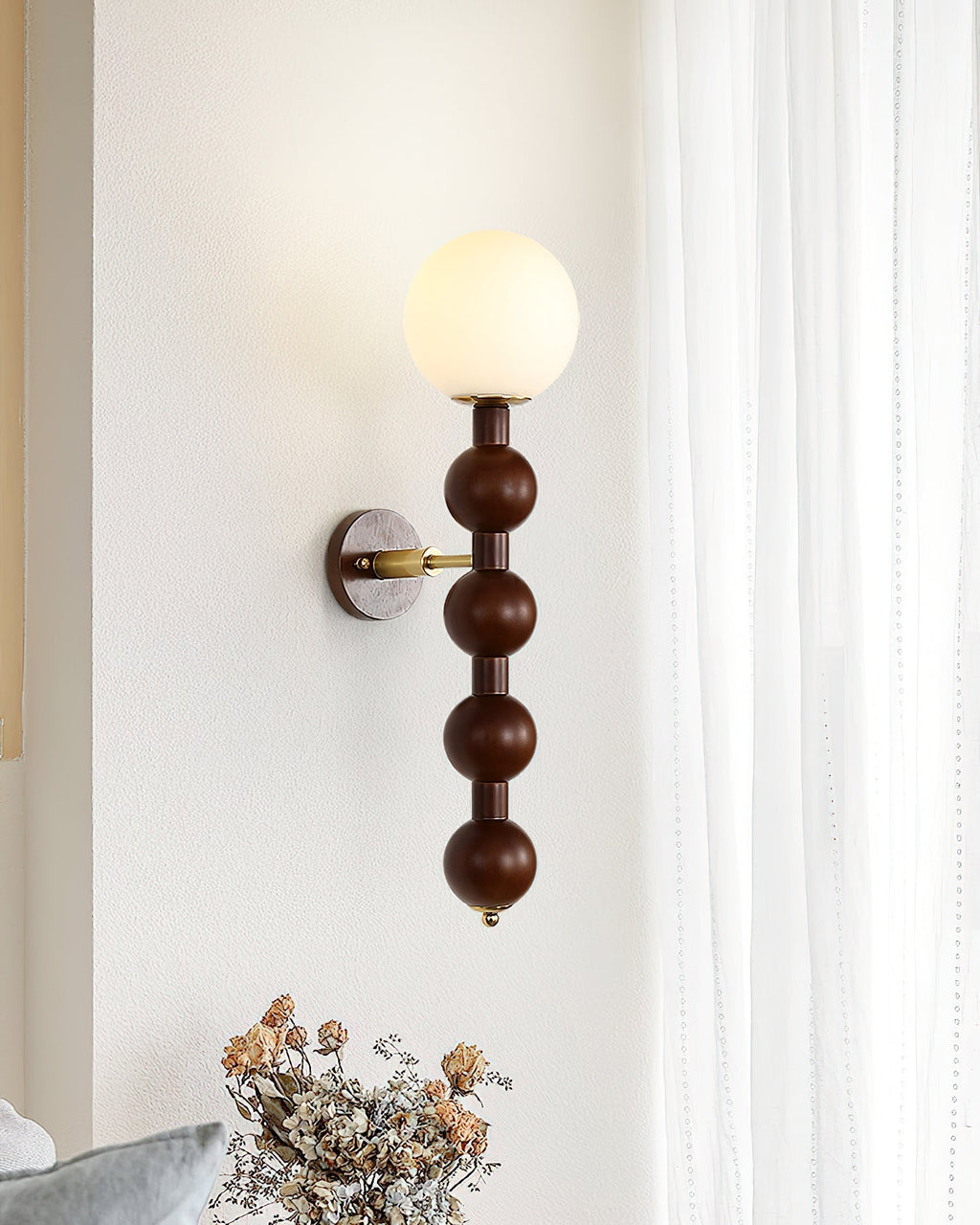 Wall Lamp Gourd in Metal Wood and Glass Modern Style