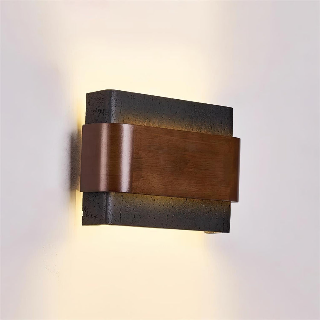 Ritta Travertine Wall Lamp  Wood-finish   Arc