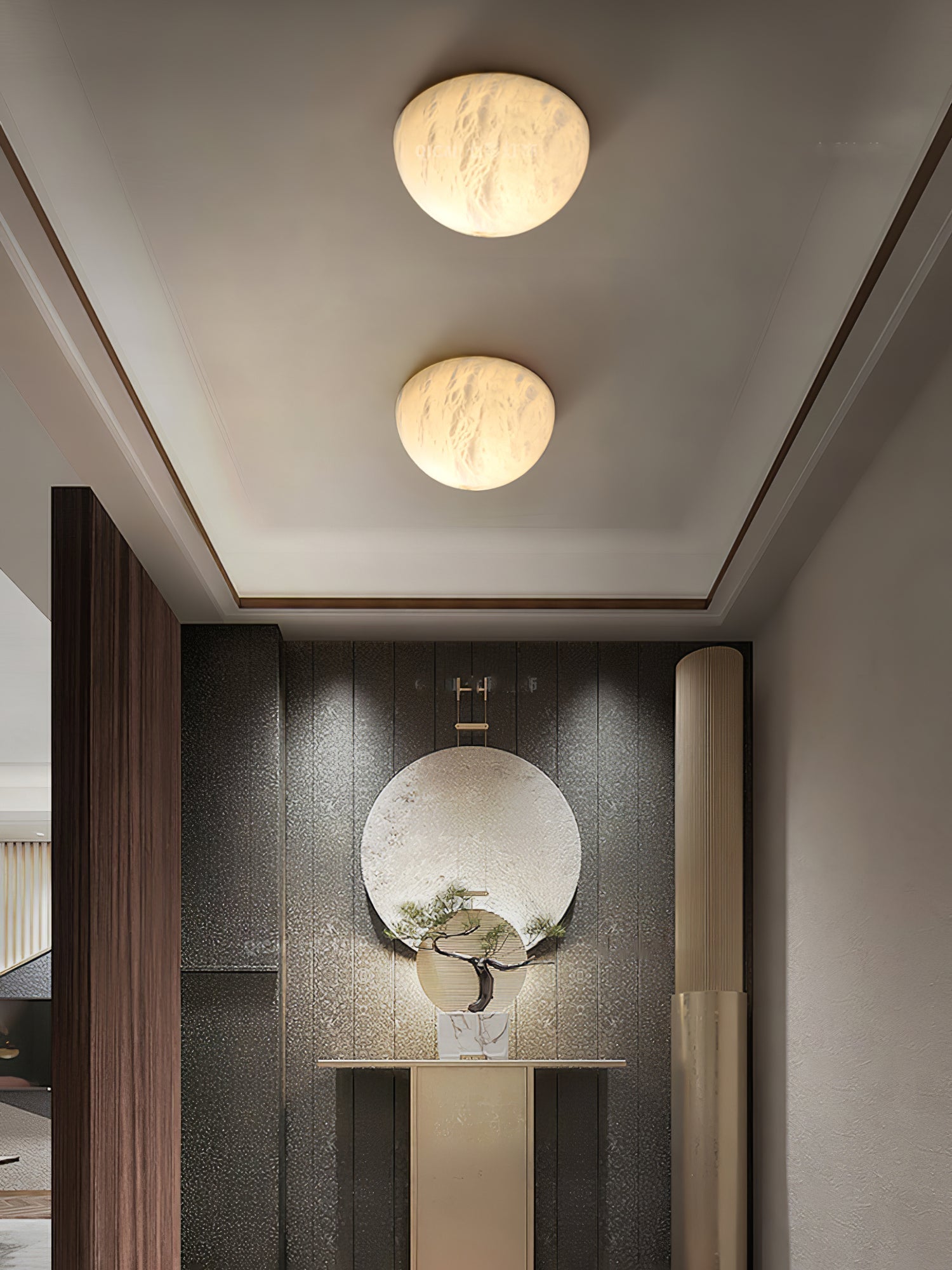 Visoliel Minimalist Alabaster Ceiling Light