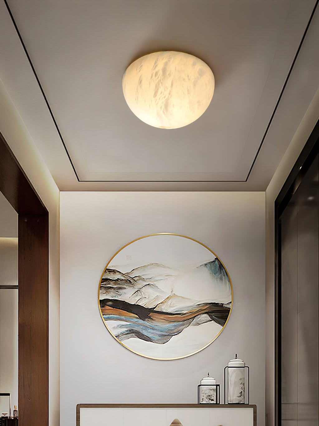 Visoliel Minimalist Alabaster Ceiling Light