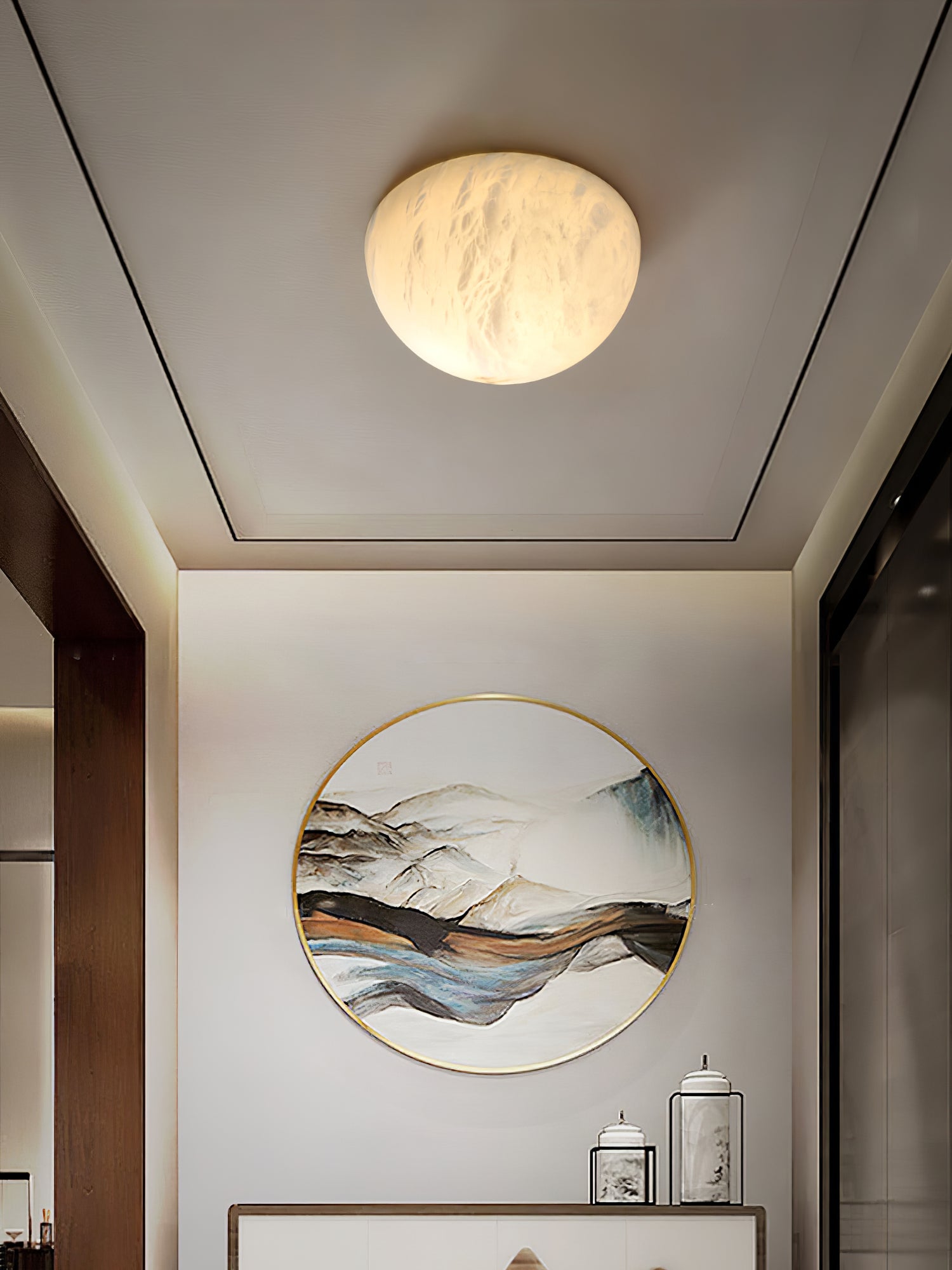 Visoliel Minimalist Alabaster Ceiling Light