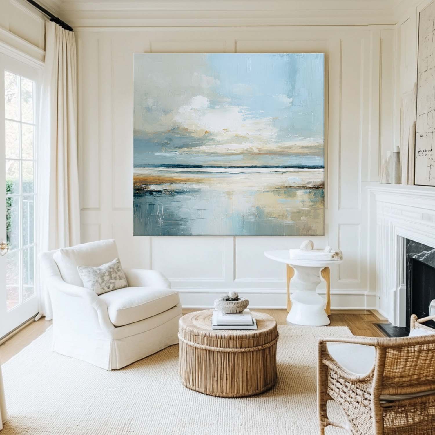 Serene Coastal Landscape Abstract Painting