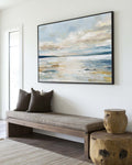 Tranquil Coastal Seascape Oil Painting Soft Blue