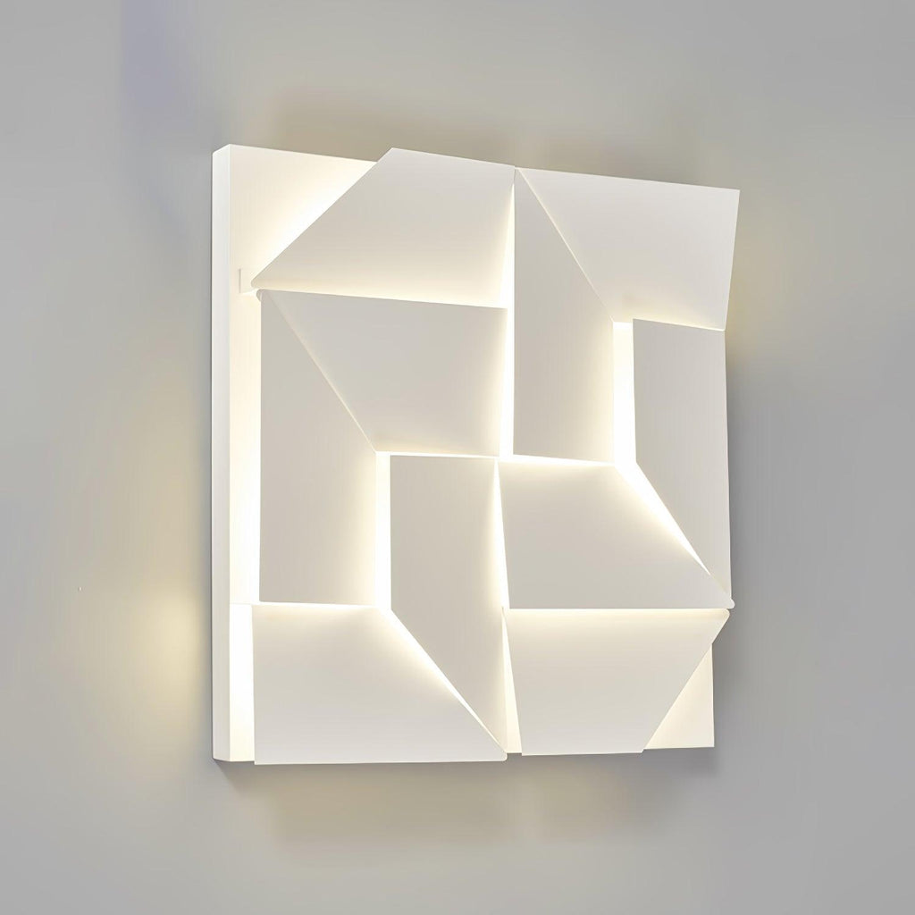 Wall Lamp 3D Geometric Panels Layered Light Art Remote Dimming Modern