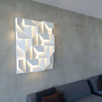 Wall Lamp 3D Geometric Panels Layered Light Art Remote Dimming Modern