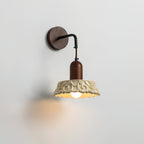 Wall Lamp with Carved Resin Shade Walnut Wood Arm Vintage