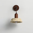 Wall Lamp with Carved Resin Shade Walnut Wood Arm Vintage