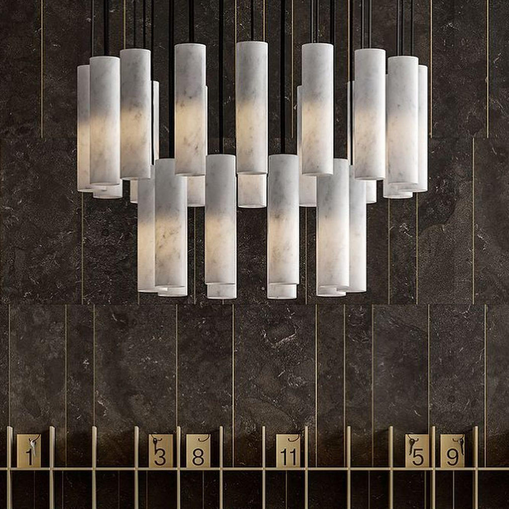 Nyxara Cluster Alabaster Pendant Light Staircase
