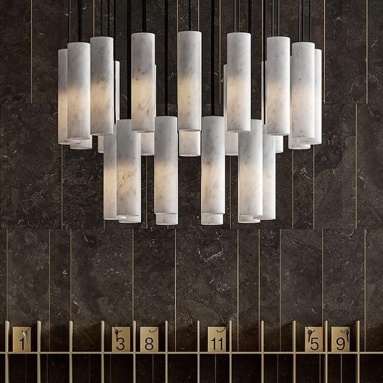 Nyxara Cluster Alabaster Pendant Light Staircase