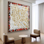 Tactile Red Gold Oil Painting White Web-Lines Luxe