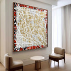 Tactile Red Gold Oil Painting White Web-Lines Luxe