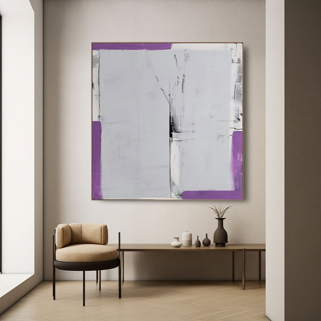 Textured Geometric Oil Painting Purple Black