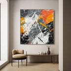Wall Art Abstract Bold Orange Accent Blocks Expressionism