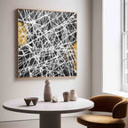 Tactile Web Oil Painting Black White Gold Bold