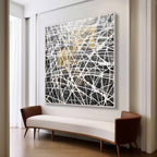 Tactile Black White Gold Oil Painting Web-Line